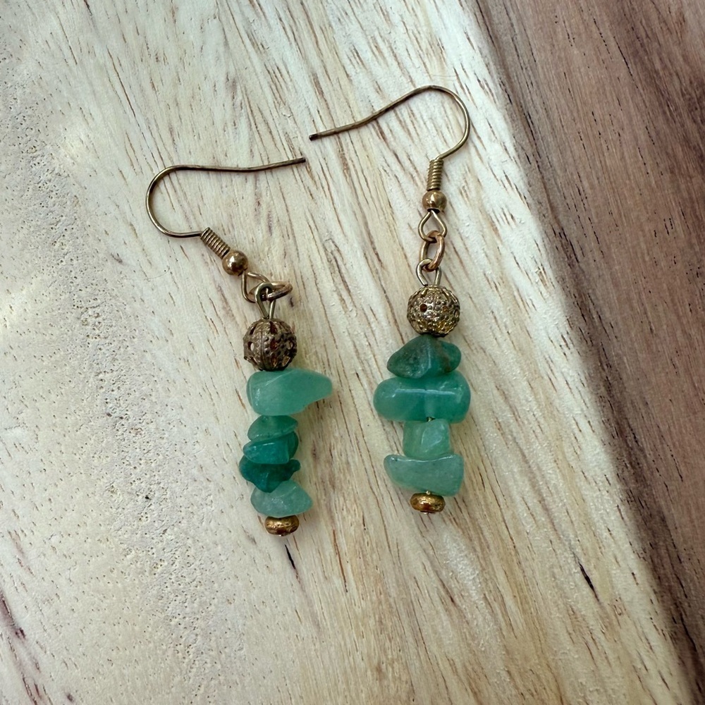 Green Stone Dangle Earrings